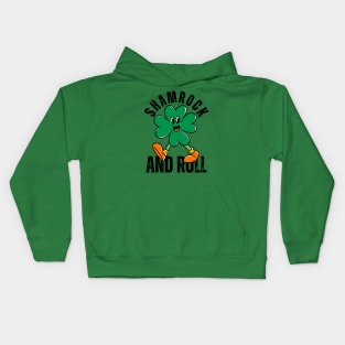 Shamrock And Roll St Patricks Day Reto Kids Hoodie